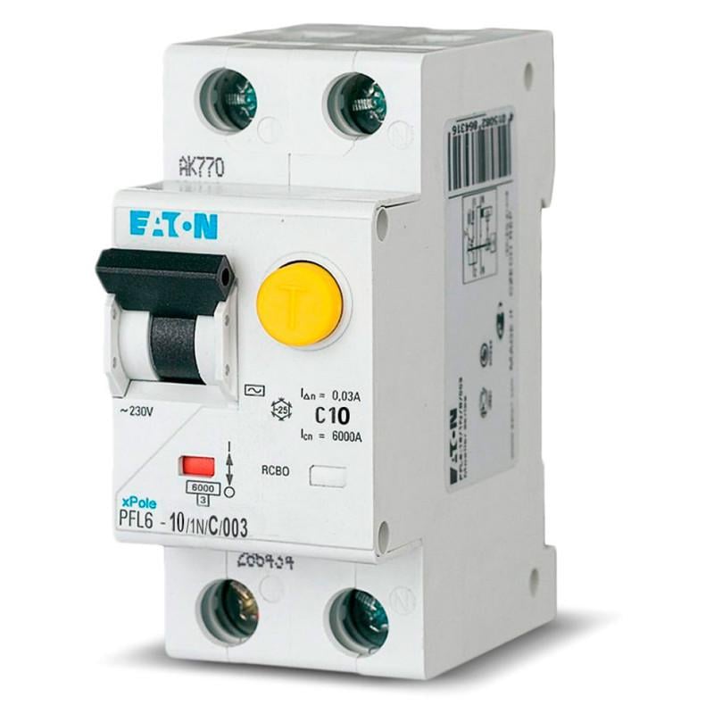 Дифференциальный выключатель Eaton PFL6 1P+N 10A 30mA C (286465)