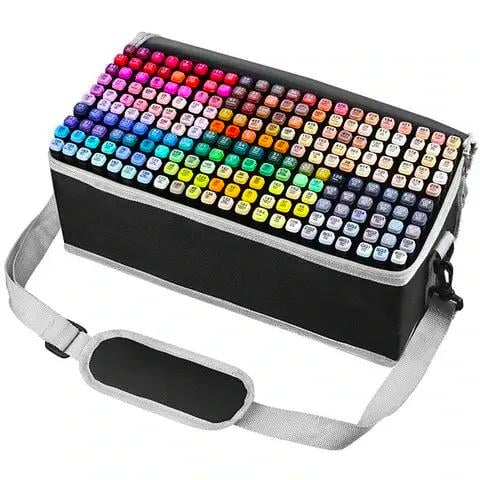 Набор скетч маркеров двухсторонний Kayfovo MA-12 для рисования маркеры с чехлом 262 шт. (28924)