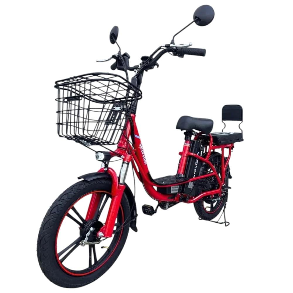 Электровелосипед Green Giant U18 двухместный 18" 600 W/48 V/26 Ah с раскладным багажником/сидением Красный