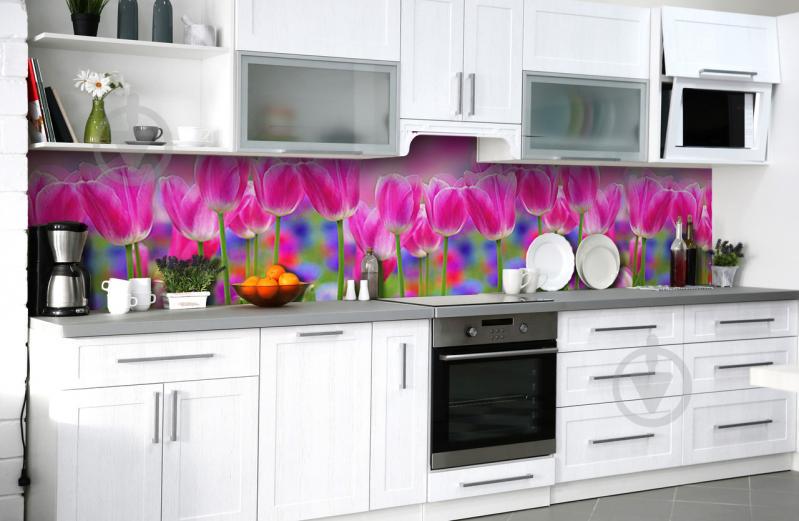Скинали на кухню Zatarga «Тюльпановое поле» 600х2500 мм виниловая 3Д наклейка кухонный фартук самоклеящаяся Скинали на кухню Zatarga «Тюльпановое поле» 600х2500 мм виниловая 3Д наклейка кухонный фартук самоклеящаяся