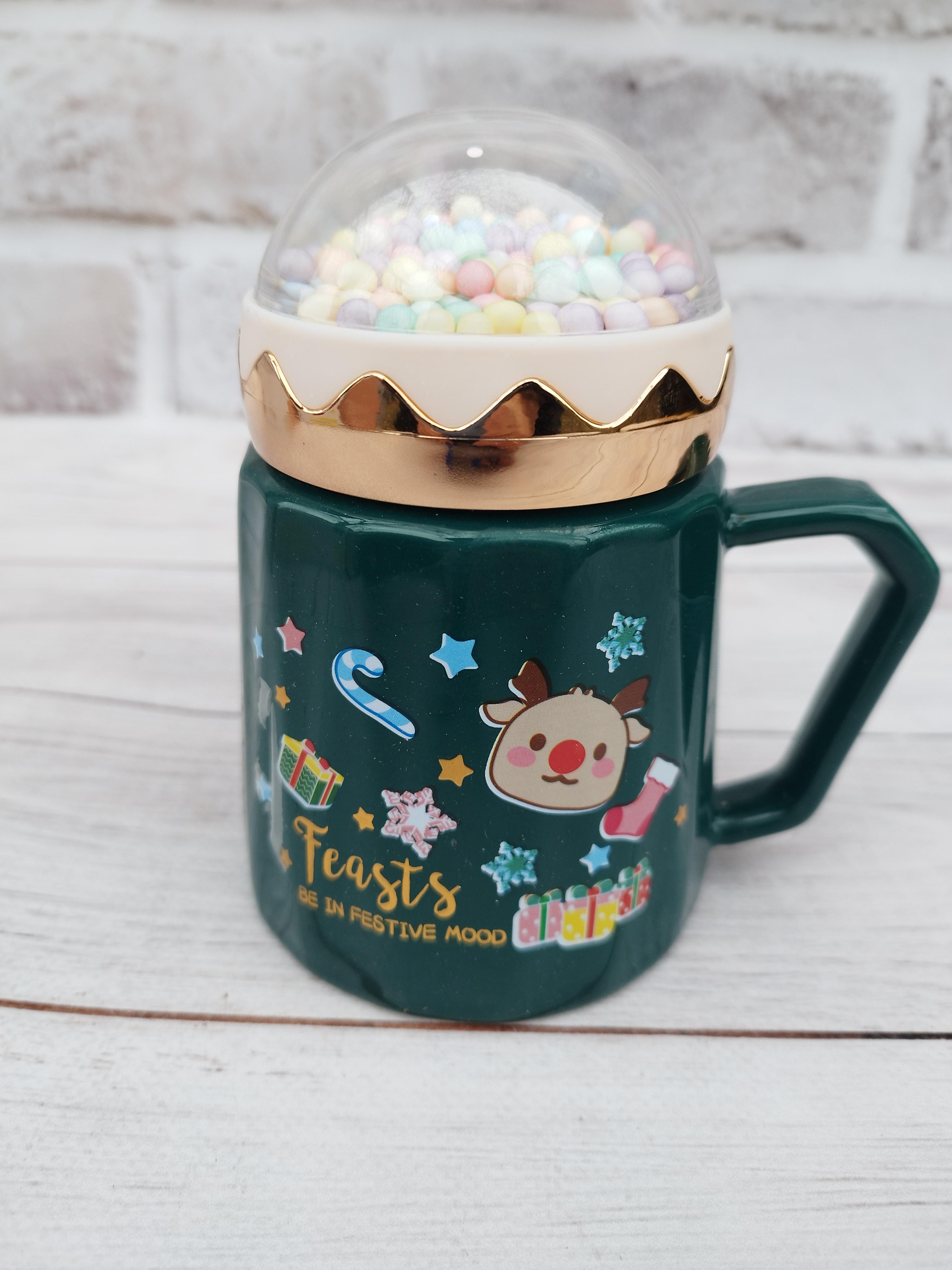 Чашка новогодняя Christmas mood фарфоровая с крышкой 360 мл (R33369-2)