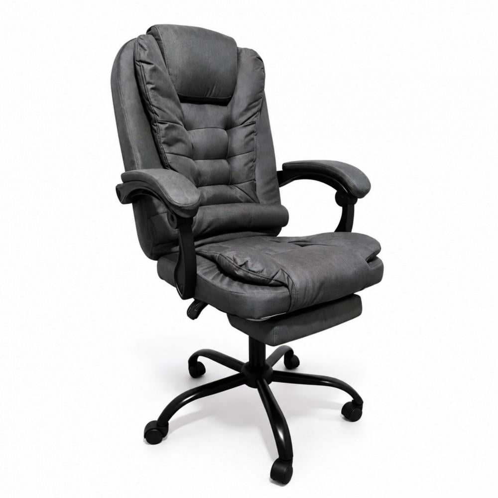 Комп'ютерне крісло із тканини Bonro Comfort B-363 з підставкою для ніг Сірий (42401259)