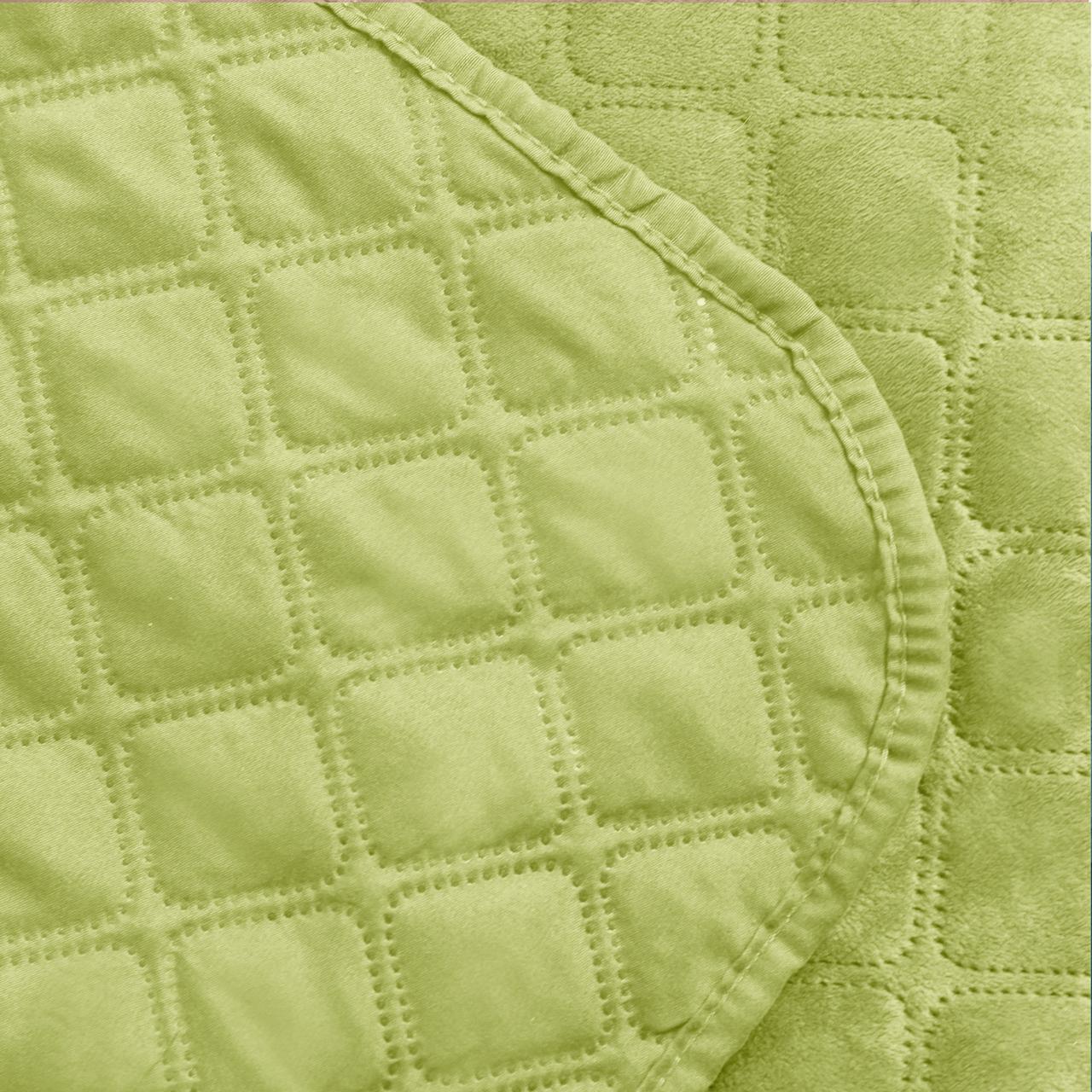 Покрывало велюровое мягкое Ромб/круглый двуспальное 180х240 см Салатовый - фото 3