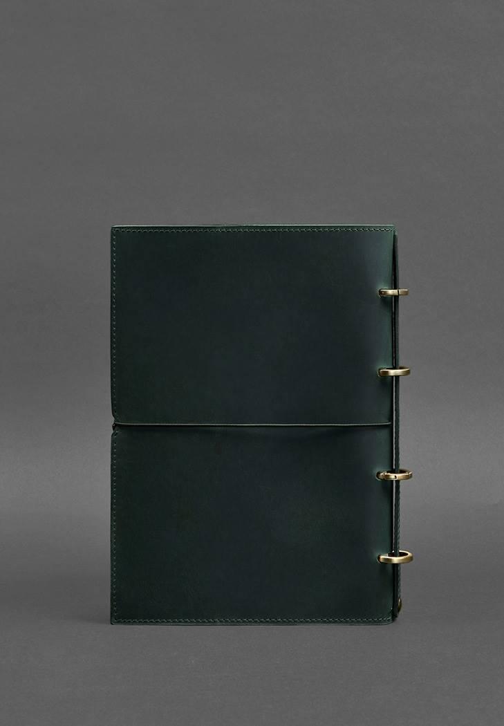 Блокнот кожаный Софт-бук 9.0 Crazy Horse А4 на кольцах в мягкой обложке Зеленый (A-027498) - фото 4