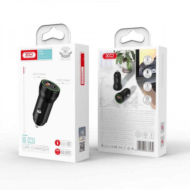 Зарядное устройство автомобильное XO CC33 PD/QC3.0 18W Black - фото 2