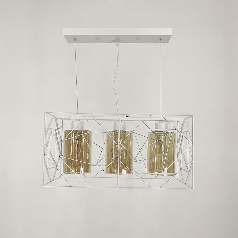 Светильник лофт на 3 янтарных плафона Белый (12120/3 WT/AM)