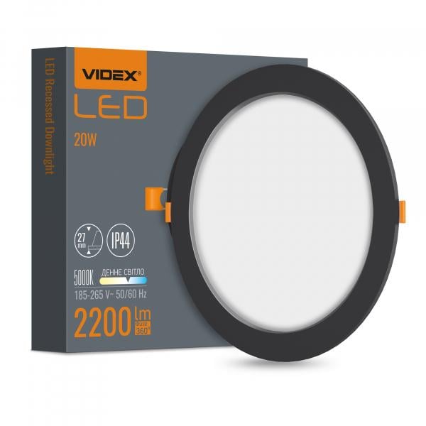 Світильник Videx вбудований круглий 20 W/5000 K Black