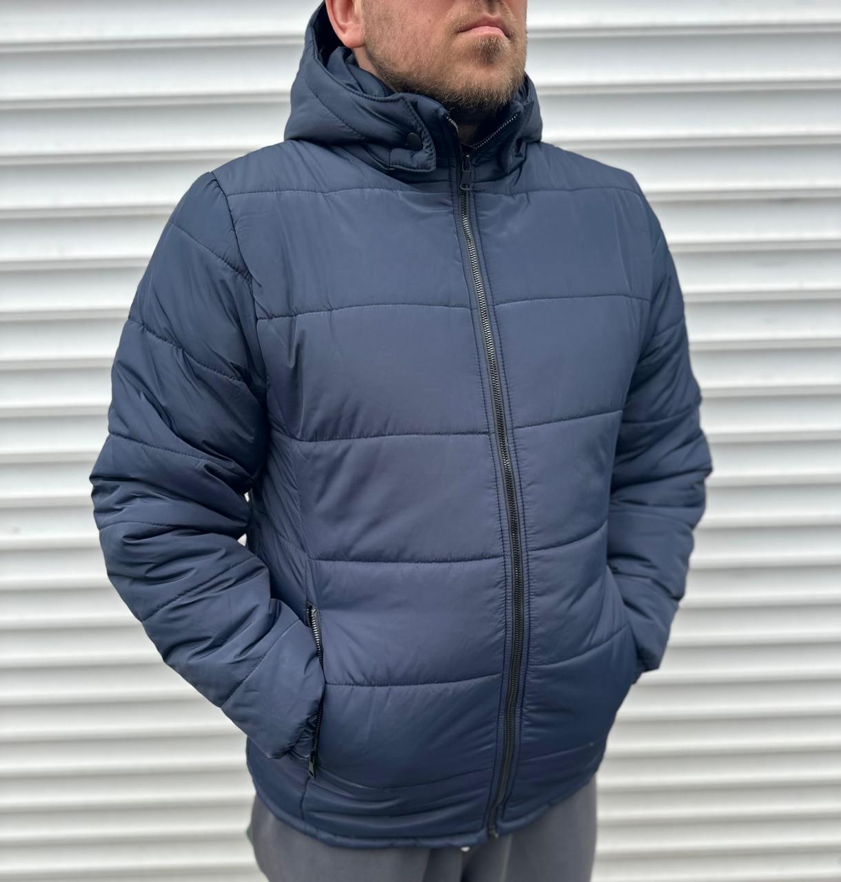 Куртка мужская зимняя с капюшоном теплая M Синий (D0047/1/2) - фото 3 Куртка мужская зимняя с капюшоном теплая M Синий (D0047/1/2) - фото 3