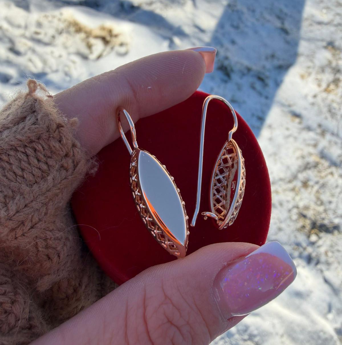 Серьги Xuping Ромб ювелирный сплав 18к 585п 3,5 см Золотой (322-008)