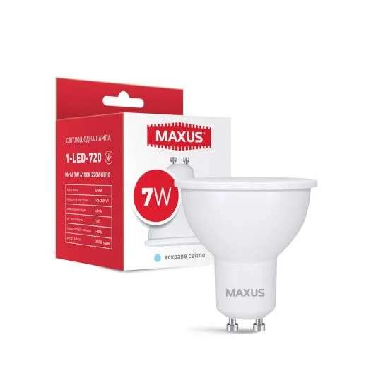 Лампа світлодіодна Maxus 1-LED-720 MR16 7W 4100K 220V GU10 (22049190)