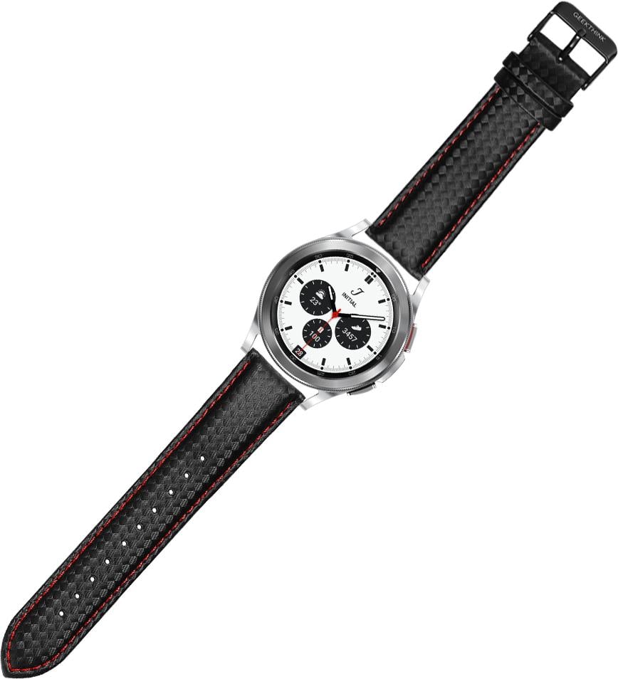 Ремінець шкіряний Carbon для Galaxy Watch 4 Classic 42 мм Black/Red (23488-44) Ремінець шкіряний Carbon для Galaxy Watch 4 Classic 42 мм Black/Red (23488-44)