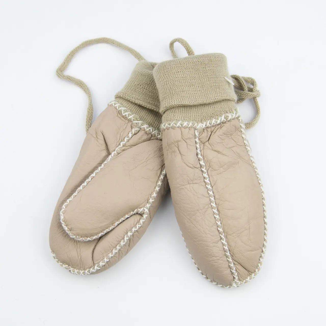 Детские перчатки зимние из натуральной кожи 4-6 лет р. 16 Белый (19C-1)