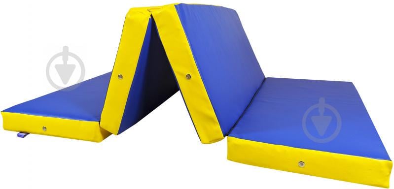 Мат спортивний складаний Tia-Sport 200х100х10 см з 4-х частин синьо-жовтий (sm-0137)