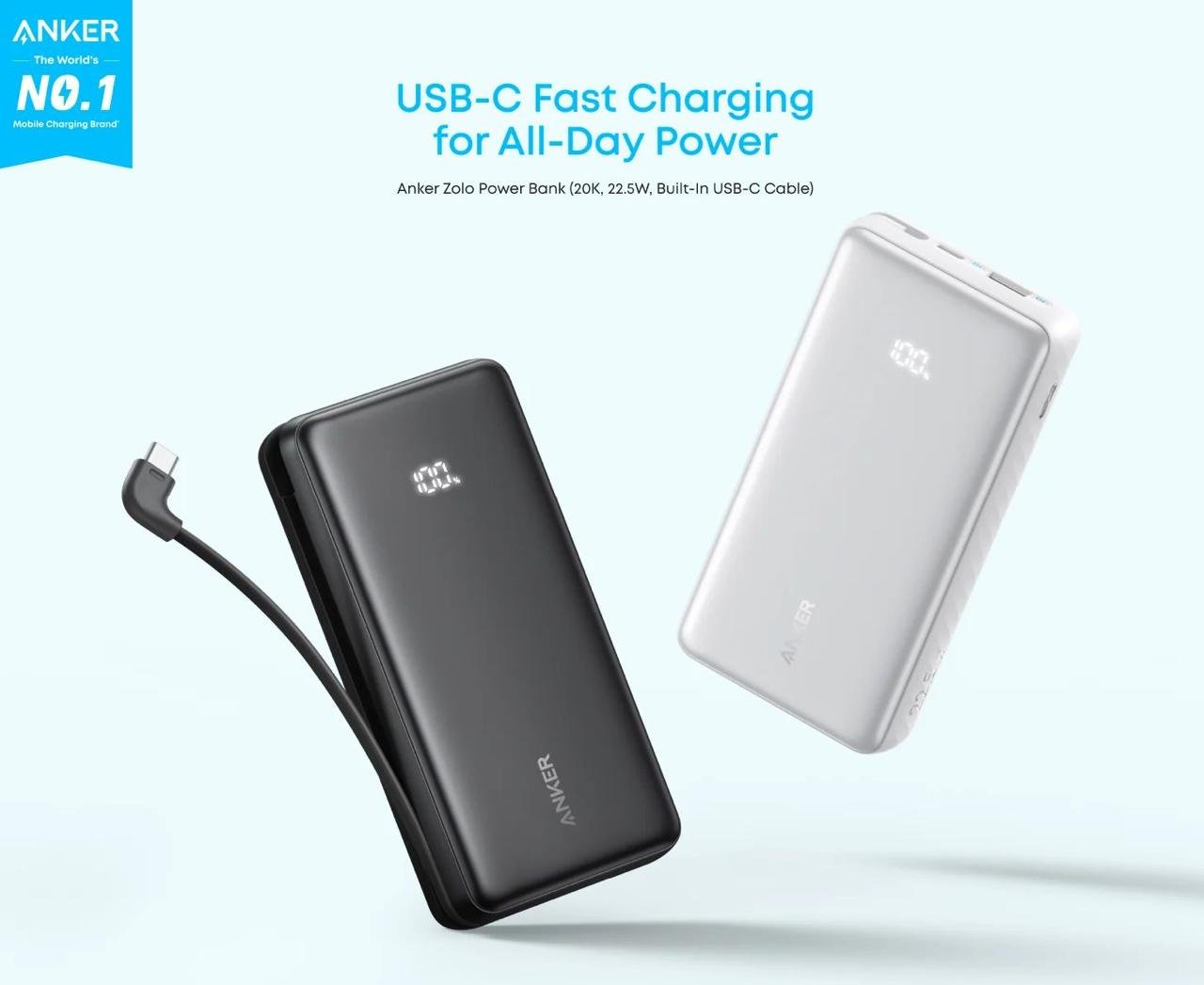 Повербанк Anker Zolo A110E 20000 mAh 22.5 Ват Чорний (30116685) - фото 7