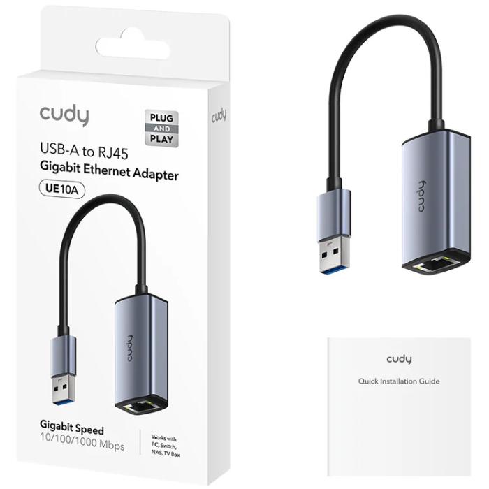 Переходник Cudy USB 3.0 Type-A to Ethernet RJ45 M-F 1000 Mb Grey (UE10A) - фото 2