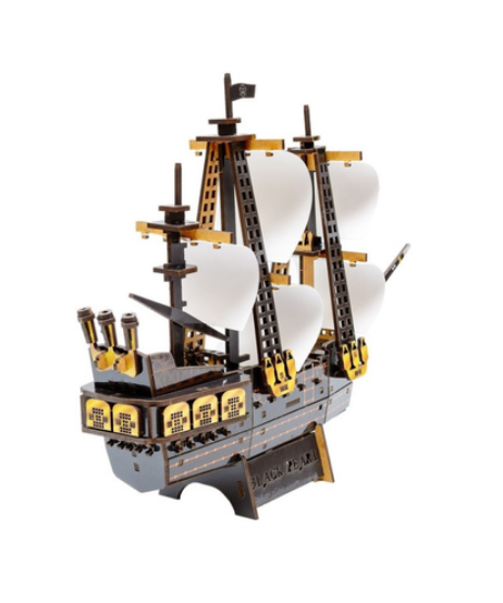 Конструктор деревянный PuzzleOK 3D Пиратский корабль Puz-00928 196 деталей - фото 6 Конструктор деревянный PuzzleOK 3D Пиратский корабль Puz-00928 196 деталей - фото 6