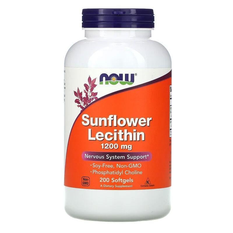 Лецитин Соняшниковий Sunflower Lecithin Now Foods для мозку і метаболізму 200 капс.