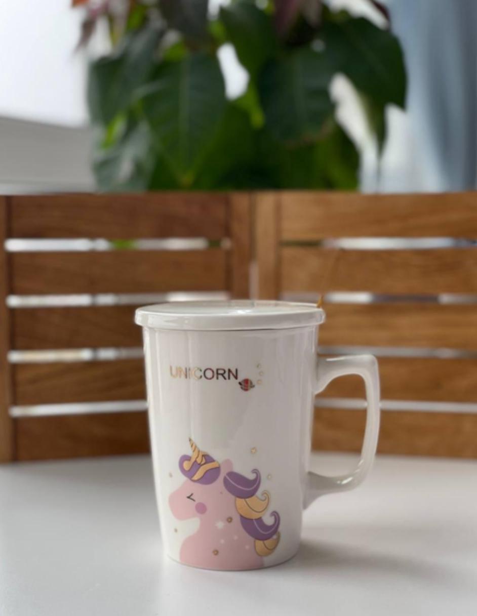 Чашка SNT 20627-F Unicorn керамика с крышкой и ложкой 400 мл (21065057) - фото 3