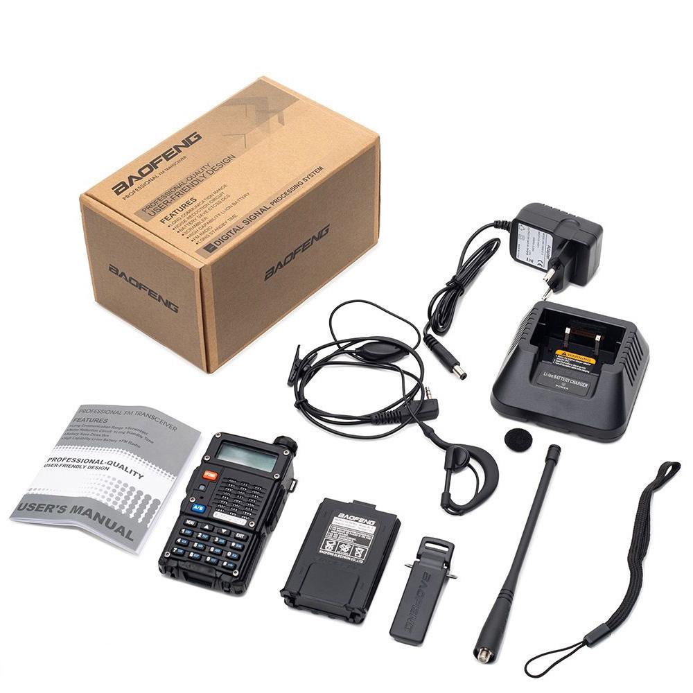 Рація Baofeng UV-5R MK5 UHF/VHF 8 Вт 1800 мАч + кабель Mirkit для програмування + ремешок на шию Mirkit 2 шт. Чорний (008130) - фото 2