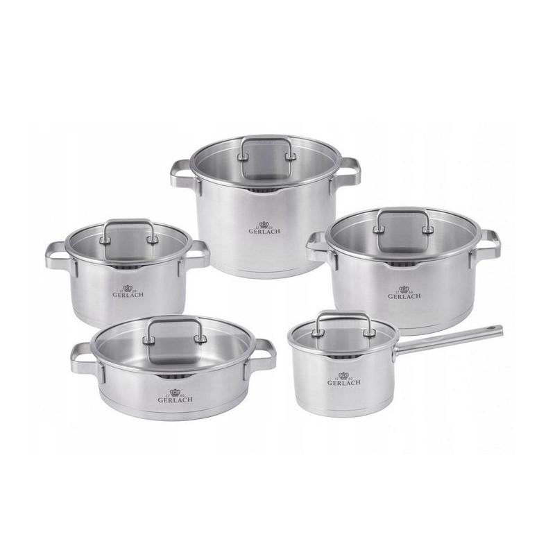 Набор кастрюль и сотейника с крышкой Gerlach Prestige Plus из нержавеющей стали 10 шт. (2015284717)