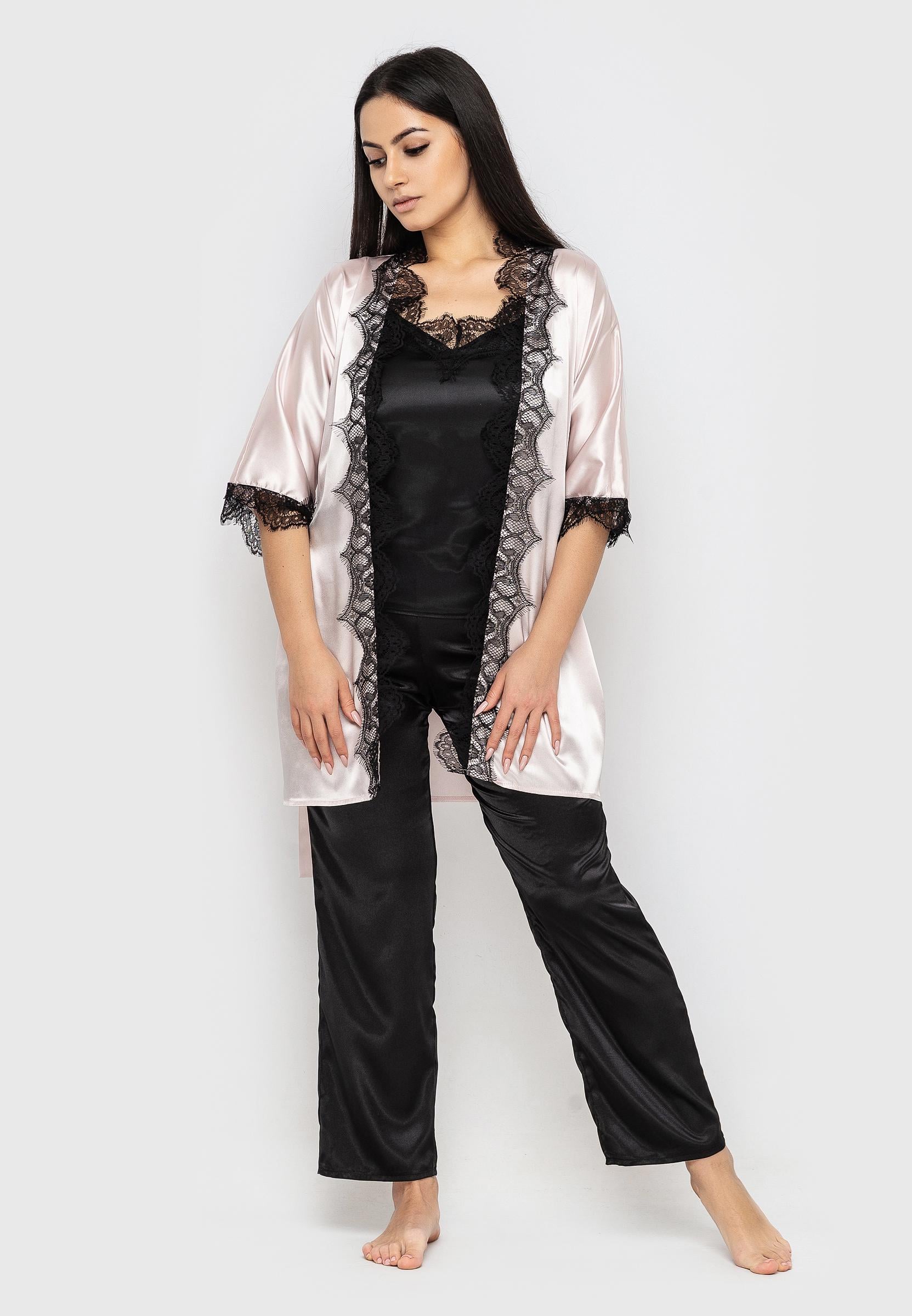 Домашній костюм Ghazel 17111-24 Сицилія р. 48 Кремовий/Чорний (5616348)