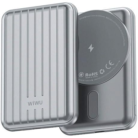 Зовнішній акумулятор WiWU Trunk Series Magnetic PP02 Wireless Charger 5000 mAh 20W Silver - фото 3 Зовнішній акумулятор WiWU Trunk Series Magnetic PP02 Wireless Charger 5000 mAh 20W Silver - фото 3