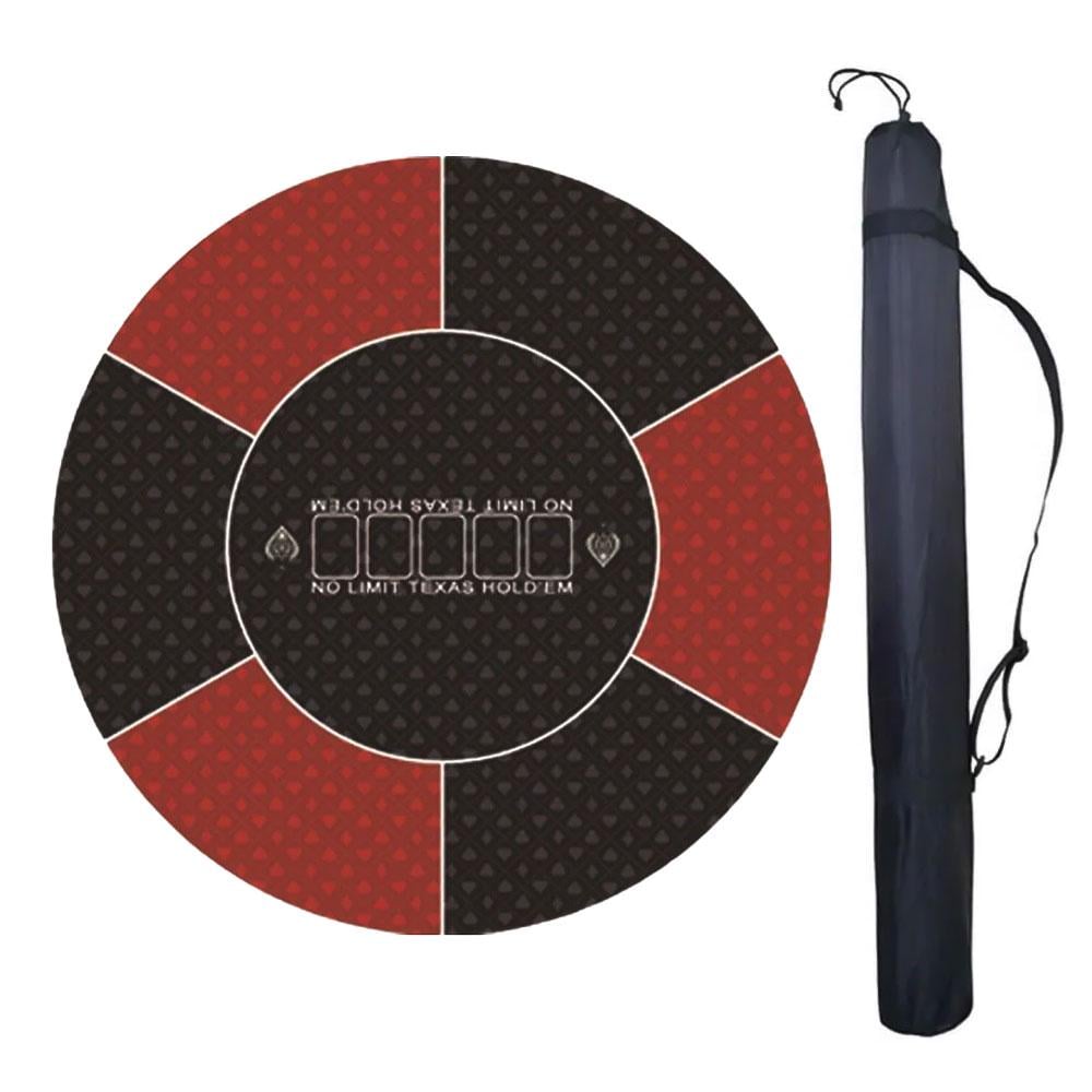 Килимок для покеру круглий з сумкою-чохлом 60x60 см Чорно-червоний (NR0176_5)