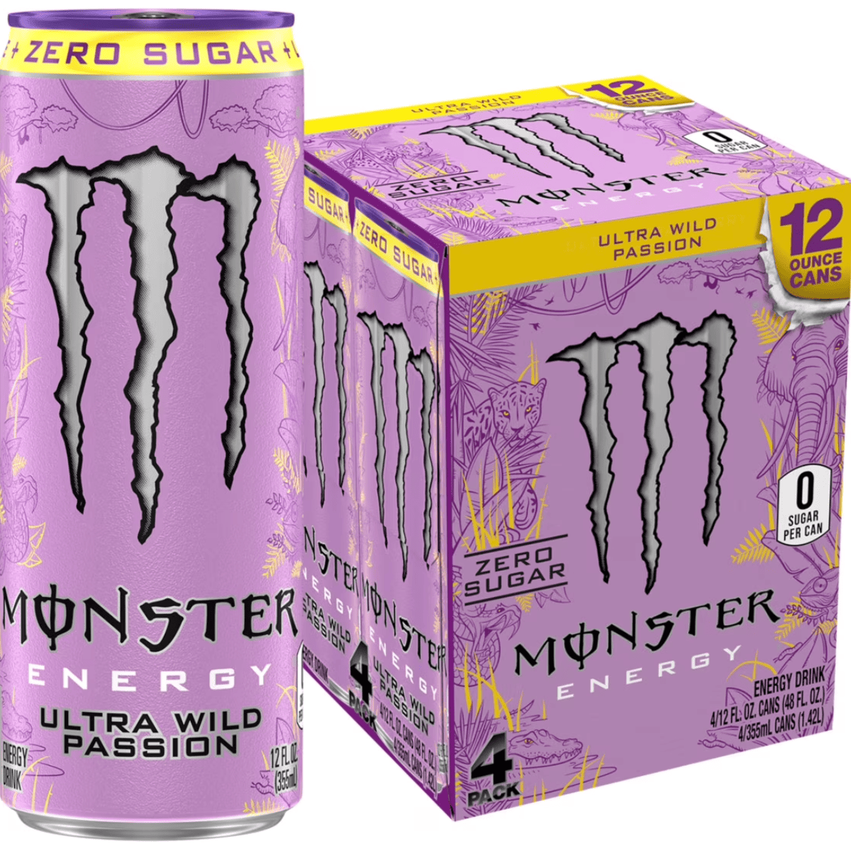 Энергетический напиток Monster Energy Ultra Wild Passion Zero Sugar Energy Drink 4 шт. х 355 мл (3109465831)