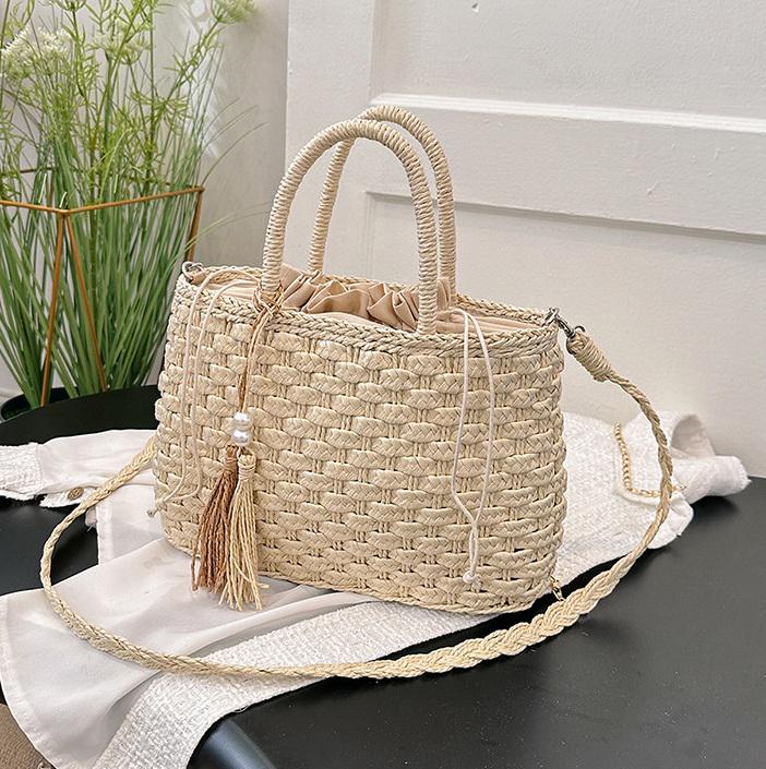 Сумка плетеная с длинной ручкой Bohemia Молочный