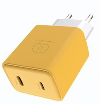 Зарядное устройство сетевое для WUW-C189 PD 20W Charger USB C + USB C Yellow/White (C189YW)