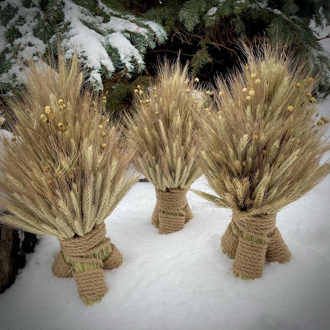 Рождественский дидух из ржаных колосьев и льна 30 см (2371006860) - фото 2 Рождественский дидух из ржаных колосьев и льна 30 см (2371006860) - фото 2