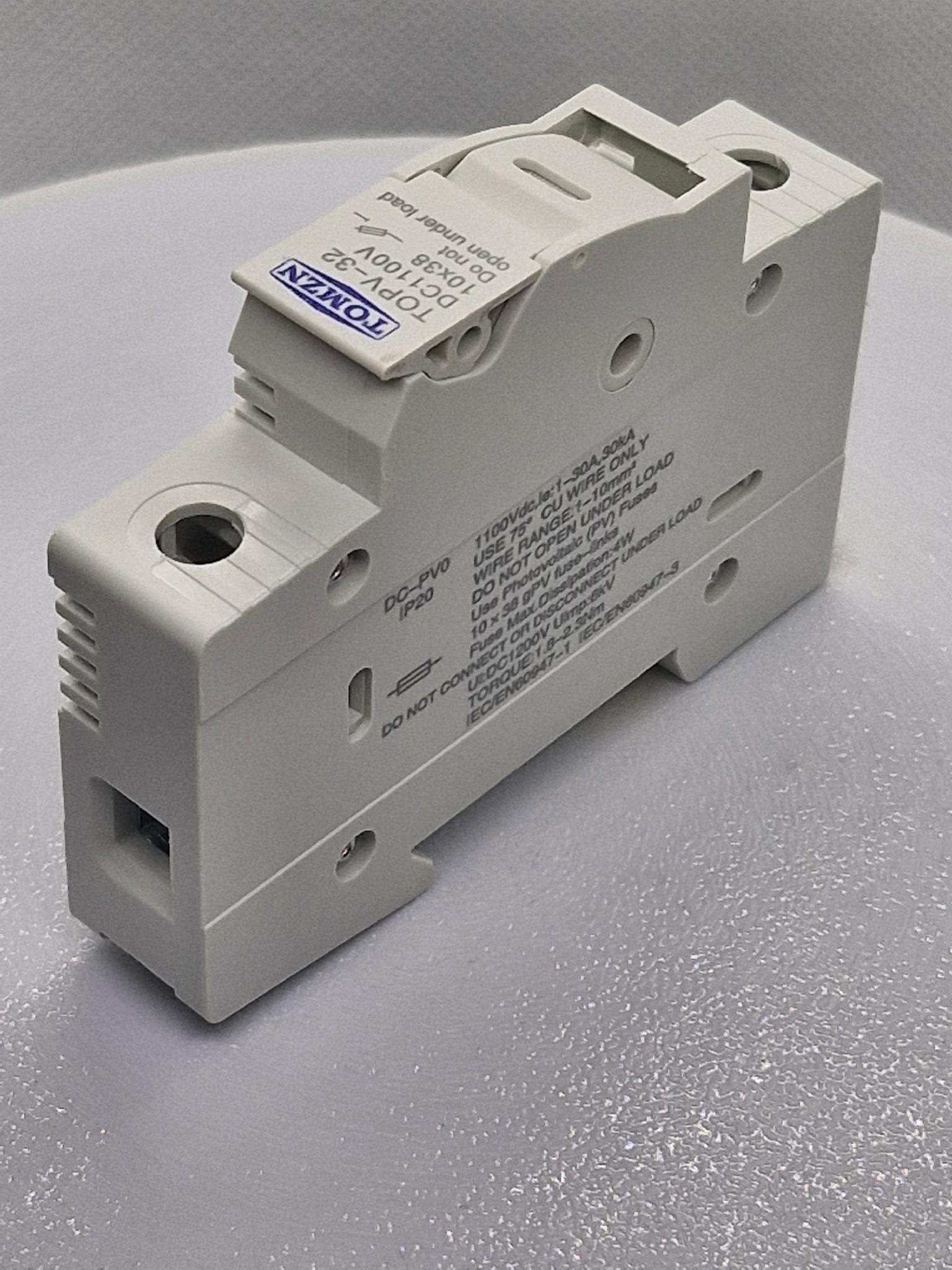 Тримач запобіжника TOMZN +1 32 А DC до 1000V однополюсний 1Р для сонячних панелей PV gPV TOPV-32 на DIN рейку 10x38 мм (98042728) - фото 7