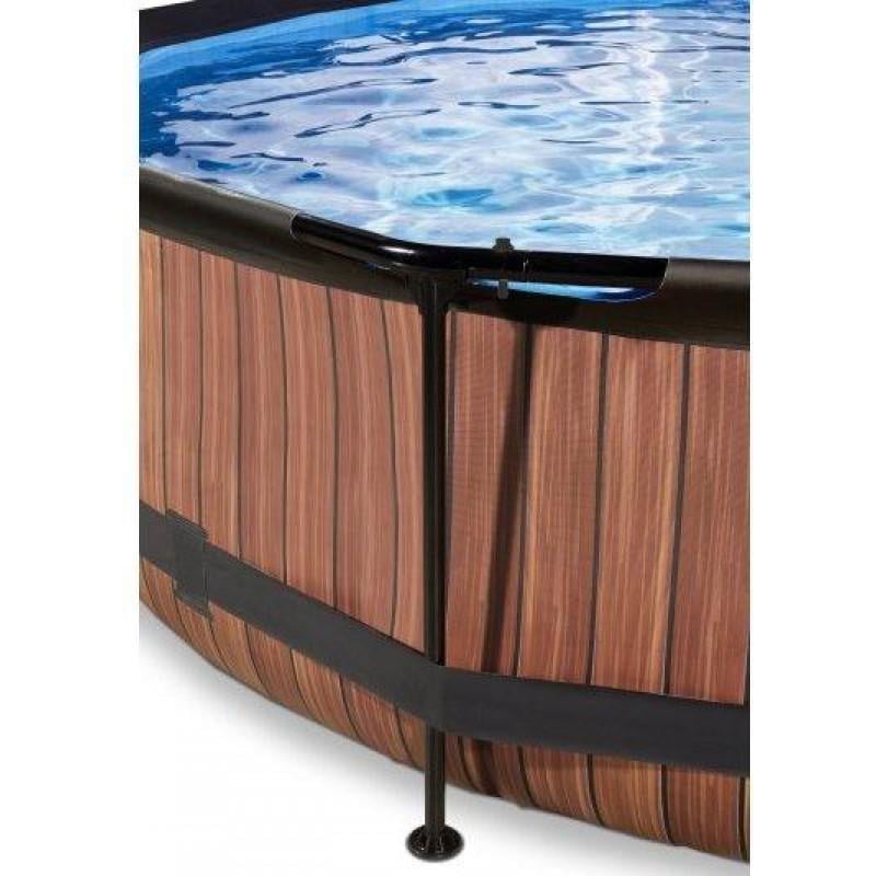 Бассейн каркасный Exit Toys с куполом и насосом 300х76 см 4383 л Коричневый под дерево (11234987) - фото 4