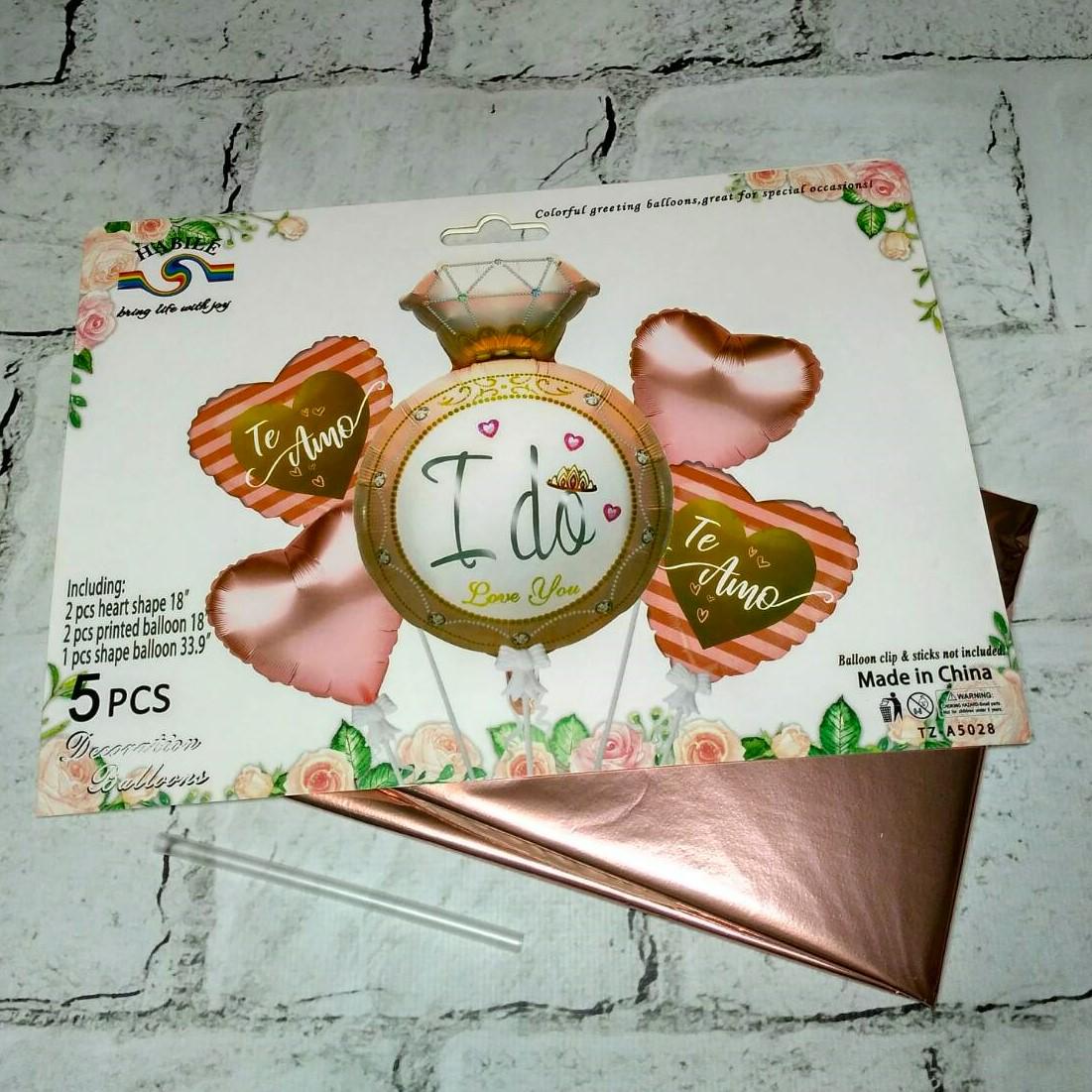 Воздушные шарики фольгированные набор на Девичник 5 шт. Розовое золото (5-72002)