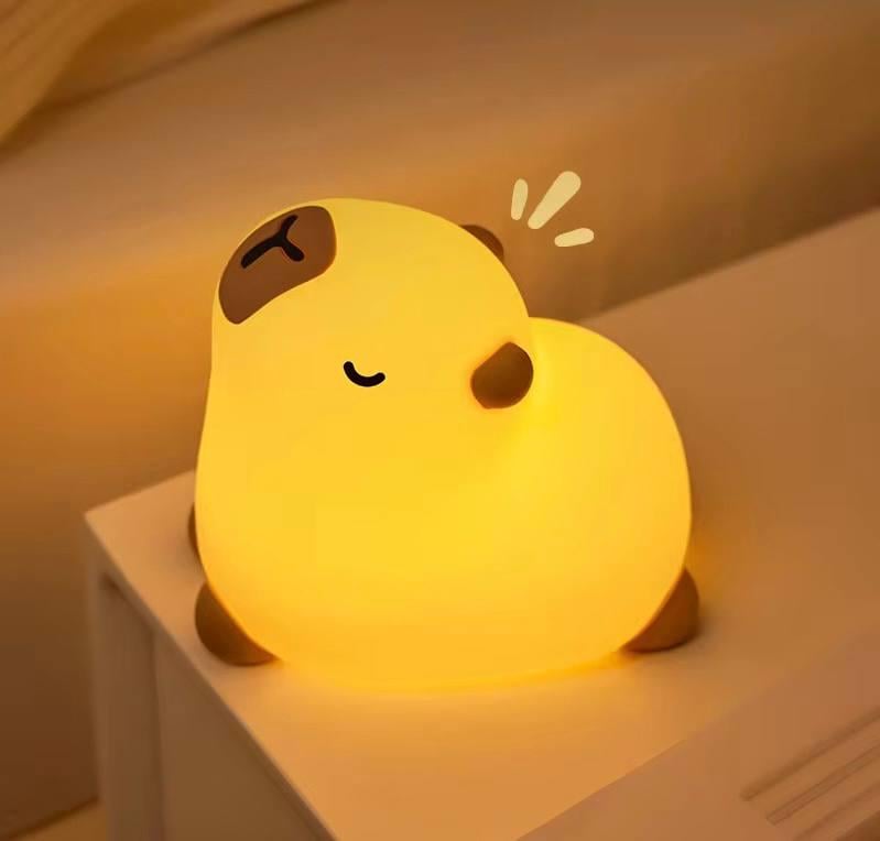Нічник дитячий силіконовий Капібара м'який сенсорний з акумулятором (S01)