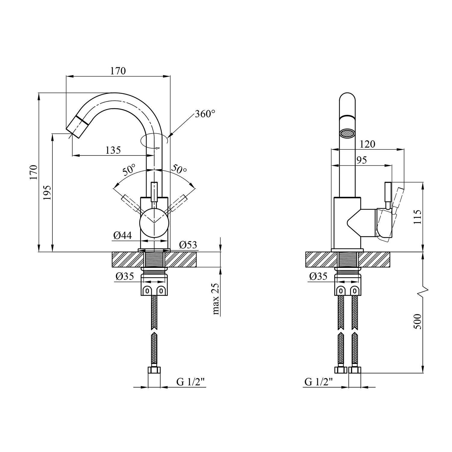 Змішувач для раковини Kroner Edelstahl Klassisch ESG011 CV022999 (38126) - фото 7 Змішувач для раковини Kroner Edelstahl Klassisch ESG011 CV022999 (38126) - фото 7