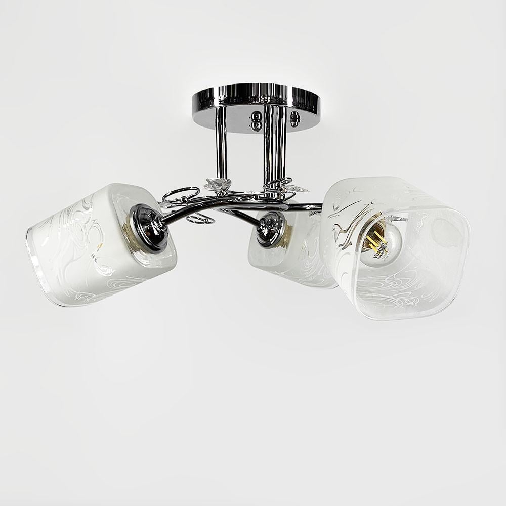 Люстра с узором и 3 плафонами Хром (8140B/3 CH) Люстра с узором и 3 плафонами Хром (8140B/3 CH)