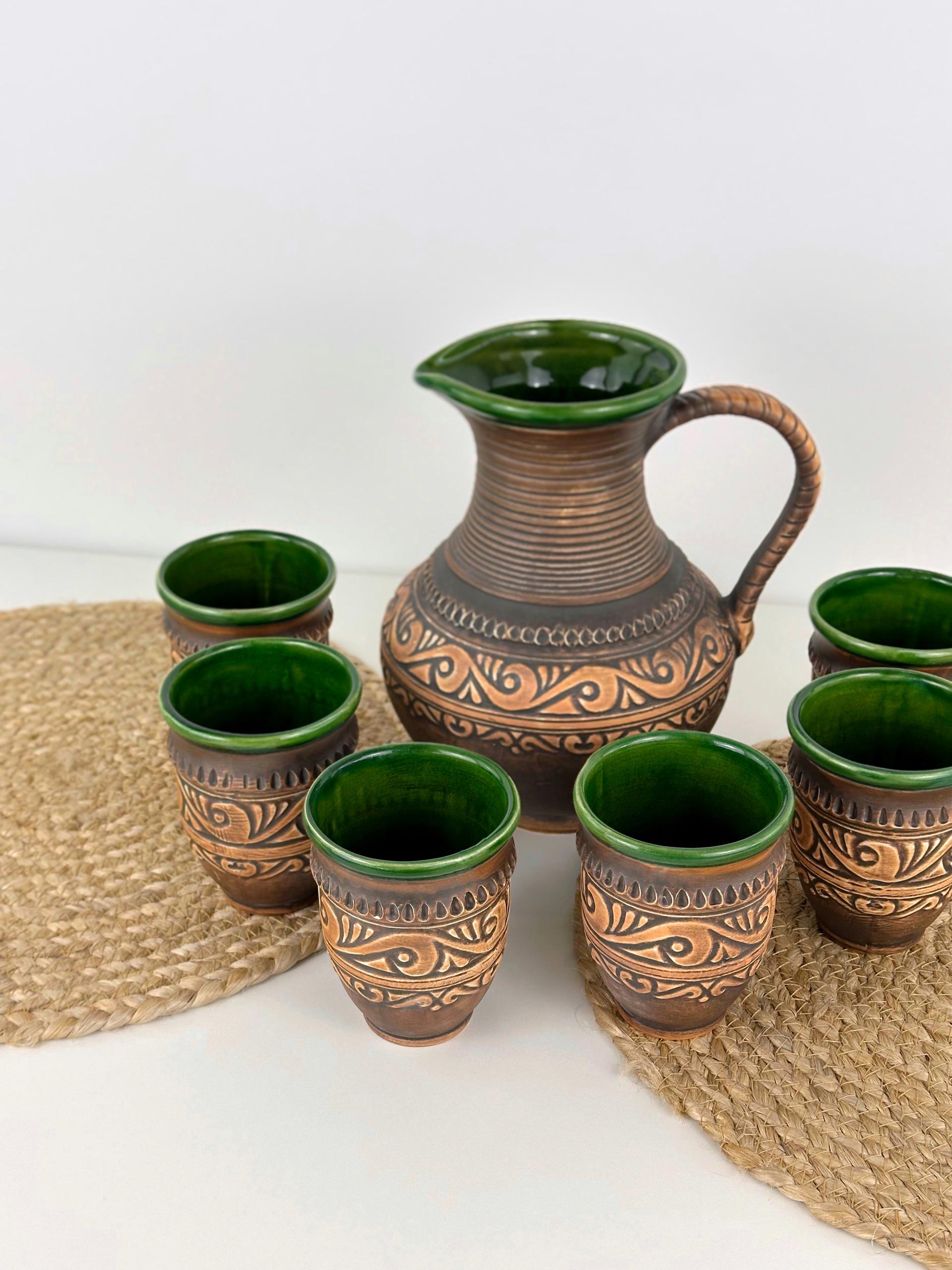 Набір глиняного посуду для узвару Гражда на 6 чоловік Коричневий (17019-28) - фото 8