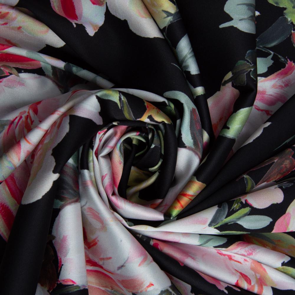 Ткань плательная атлас шелк шантрия Черный (20897)