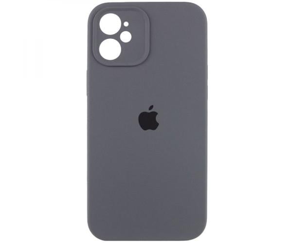 Чехол-накладка Silicone Case Full Camera with Frame для Apple iPhone 12 15.Dark grey