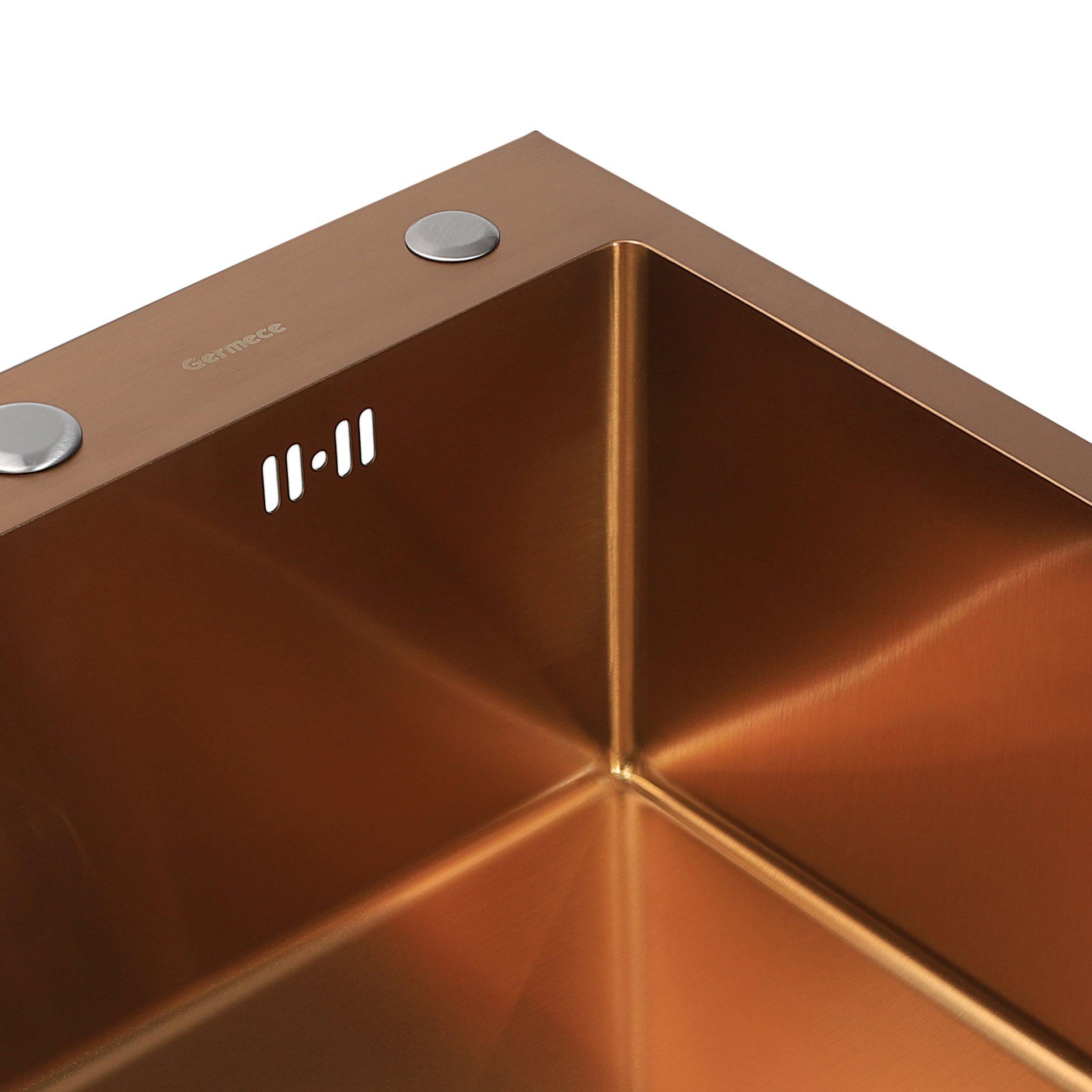 Кухонная мойка Platinum Handmade PVD медь 3,0/1,5 мм с дозатором 500x500x220 мм - фото 8 Кухонная мойка Platinum Handmade PVD медь 3,0/1,5 мм с дозатором 500x500x220 мм - фото 8