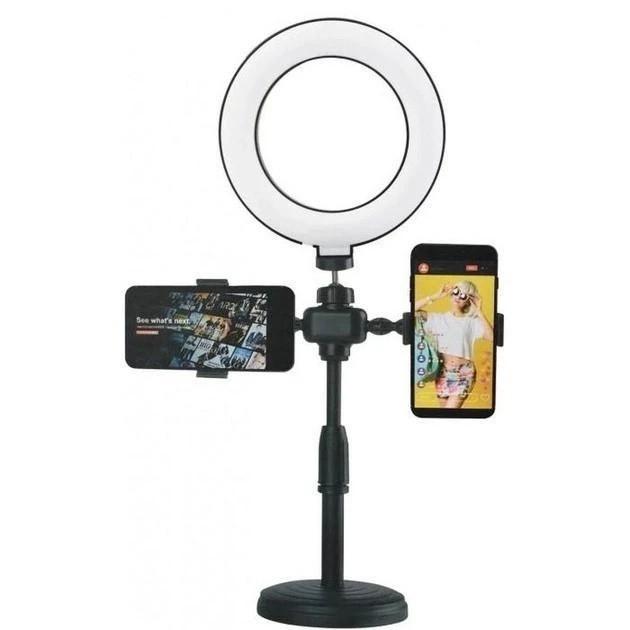 Кольцевая лампа настольная с двумя держателями для телефона 16 см (Ring Light 16) - фото 5 Кольцевая лампа настольная с двумя держателями для телефона 16 см (Ring Light 16) - фото 5