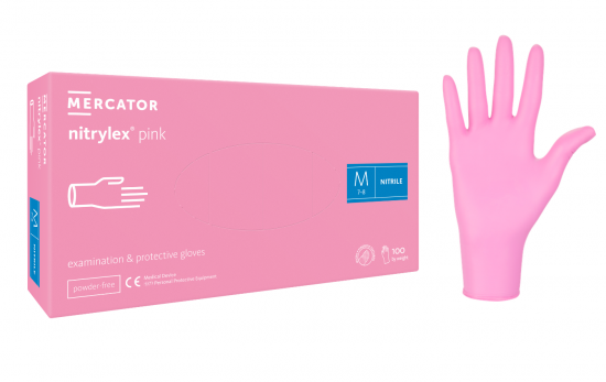 Перчатки нитриловые Mercator Medical Nitrylex Pink М 100 шт. Розовый