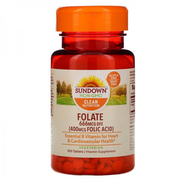Фолат Folate 666 mcg DFE 350 Tablets