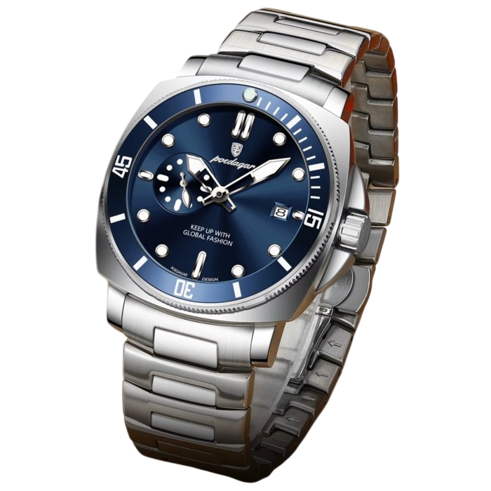 Часы мужские Poedagar Lion со стальным корпусом 44х13 мм Серебро (150-96-2039)