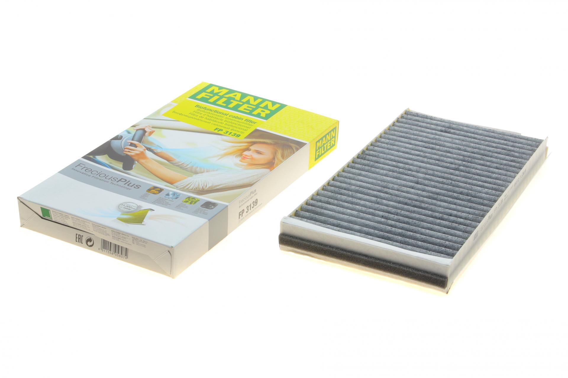 Фильтр салона Mann-Filter для BMW 5 E60/6 E63 04-10 угольный /антибактериальный (FP 3139)
