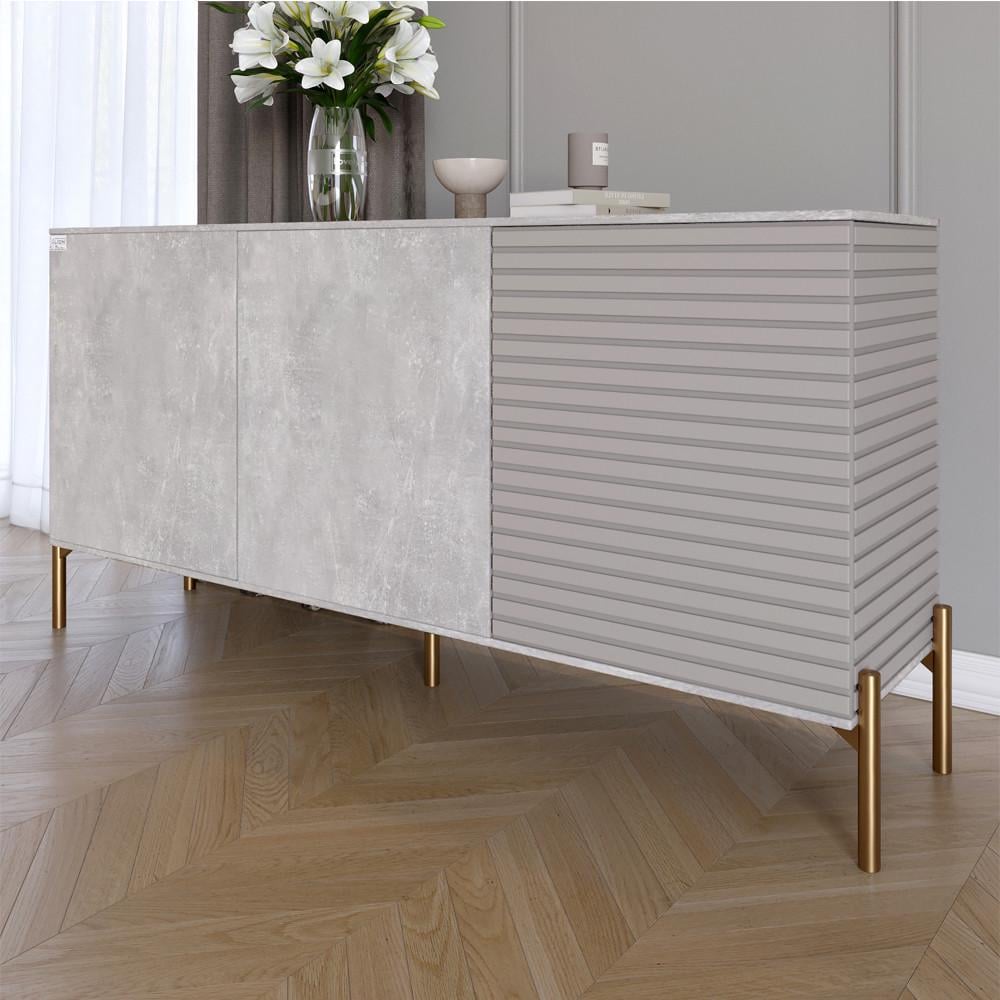 Комод закрытый в гостиную на золотых металлических ножках Lion Грей 154x38x76,5 см Бетон/Кашемир (Lion-041866) - фото 1 Комод закрытый в гостиную на золотых металлических ножках Lion Грей 154x38x76,5 см Бетон/Кашемир (Lion-041866) - фото 1