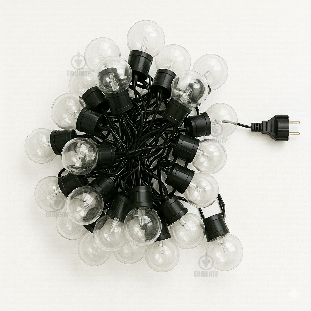 Гирлянда с прозрачными лампочками 220 V/10 м/40 LED последовательное подключение/теплый белый свет/для дома и улицы (700210) - фото 4