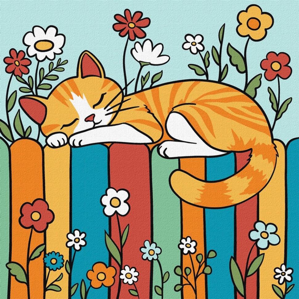 Картина за номерами Ideyka Котик на паркані KHO1232 25х25 см (RLT54067)