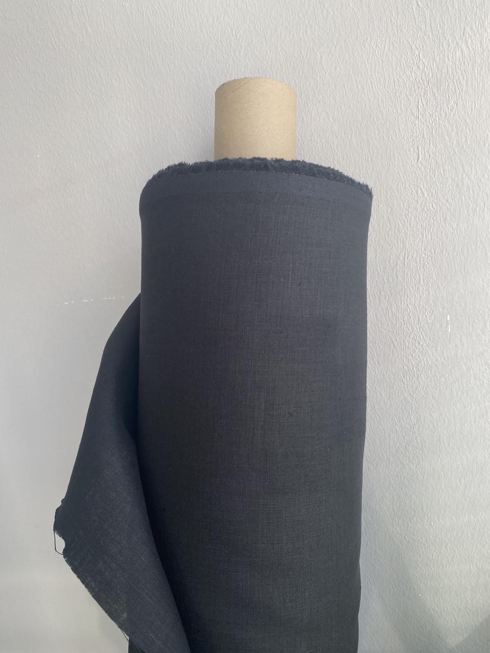 Ткань рубашечно-платьевая LINEN PLUS льняная 143 см 948/147 Черный - фото 1
